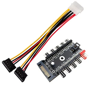 PC Fan 4pin 10 Port Splitter Cooler Expander SATA Power Cable PWM Wire Adapter - Picture 1 of 12