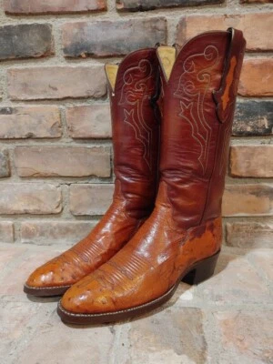 Vintage T.O. Botas de caubói Stanley avestruz tamanho 9B - Imagem 1 de 4
