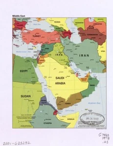 Mappa del Medio Oriente e dei paesi interni 18"" x 24"" 1998 - Foto 1 di 1