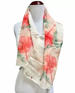 Sciarpa vintage Verasheer by Vera Neumann multicolore floreale 42" arrotolata a mano anni 60 - Foto 1 di 8
