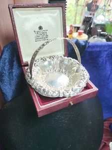 Antike viktorianische Sterling Silber Bonbon Schale Korb - Bild 1 von 7
