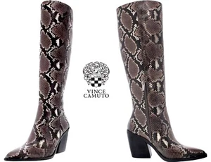 STIVALI IN PELLE VINCE CAMUTO NUOVI CON SCATOLA $229 GRAVANA AL GINOCCHIO STAMPA PITONE TALPA. TG 9M - Foto 1 di 8