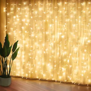 LED Lichternetz Lichtervorhang Innen Außen Garten Lichterkette Deko - Bild 1 von 12