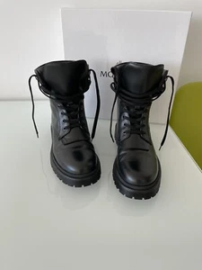 MONCLER Schnürstiefel Combat Rangers Gr.39-38,5 Damen Leder Schwarz Schnürboots - Bild 1 von 19
