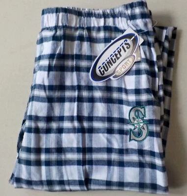 SEATTLE MARINERS WOMEN'S SLEEP LOUNGE PANTS PAJAMAS L XL NWT FLANNEL PLAID - Image 1 of 3