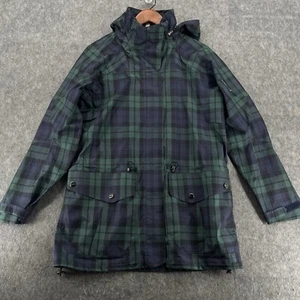 RLX Ralph Lauren Green Blue Plaid Zip Front Hooded Rain Jacket Size M - Picture 1 of 20