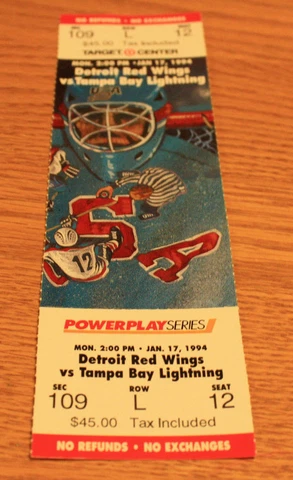 Detroit Red Wings Ticket Stub - January 17 1994 - Paul Coffey 339th Career Goal Cover