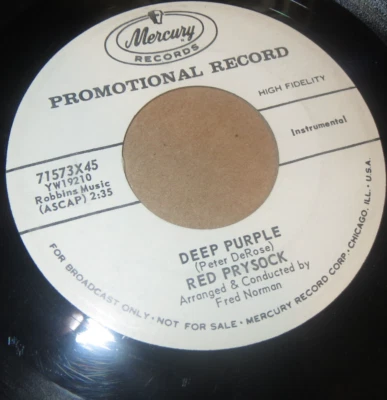 45RPM Mercury DJ 71573 Red Prysock - Deep Purple / Off Shore, above average EX- - Image 1 of 3