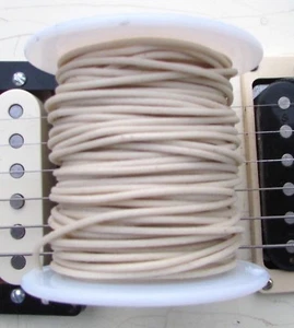 Alambre para guitarra ""estañado"" blanco 22 ga carrete vintage Gavitt"" de tela empujante - Imagen 1 de 4