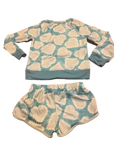 CUTE! Girl Long Sleeve shirt and shorts PJs Pajama Set Sz 7 Blue Hearts Tie Dye - Picture 1 of 1
