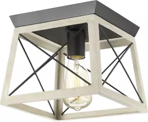 Briarwood Collection Whitewashed One-Light Farmhouse Flush Mount Ceiling Light - Picture 1 of 12