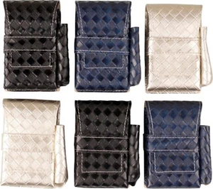 Estuche de paquete de cigarrillos tamaño king / aspecto de cuero a cuadros / compartimento para encendedores / 3 colores - Imagen 1 de 5