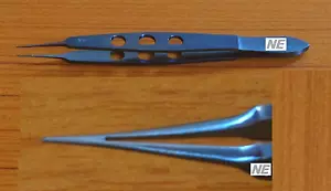 New Titanium Castrovijo Corneal suture forceps 1x2 0.5 mm 0.3 mm 0.12 mm teeth - Picture 1 of 9