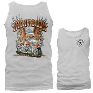 Camiseta sin mangas gráfica clásica vintage para motociclistas High Rollin Forever - Imagen 1 de 11