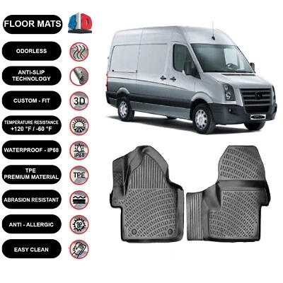 Alfombrillas forro para Volkswagen Crafter (2006-2017) impermeables 4D negras 2 un. Foto 1 de 4