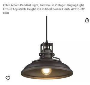 FEMILA Bauernhaus Pendelleuchte Scheune Vintage Hängeleuchte Ölschliff Bronze Finish Neu im Karton - Bild 1 von 3
