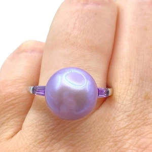 Honora Sterling Silver 925 Purple Pearl Amethyst Ring Size 10 Designer Gemstone - Picture 1 of 10