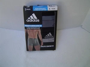 NEW MENS ADIDAS 3 PACK STRETCH COTTON TRUNKS GRAY/BLACK SIZE XL 40-42 - Picture 1 of 8