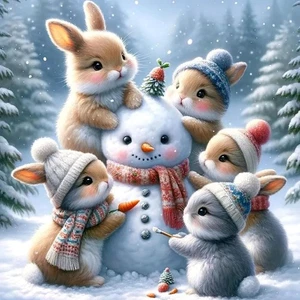 JYXSJYD 5D HÁGALO USTED MISMO Navidad Diamante Arte Kits para Adultos, Muñeco de Nieve Conejo KM268  - Imagen 1 de 7