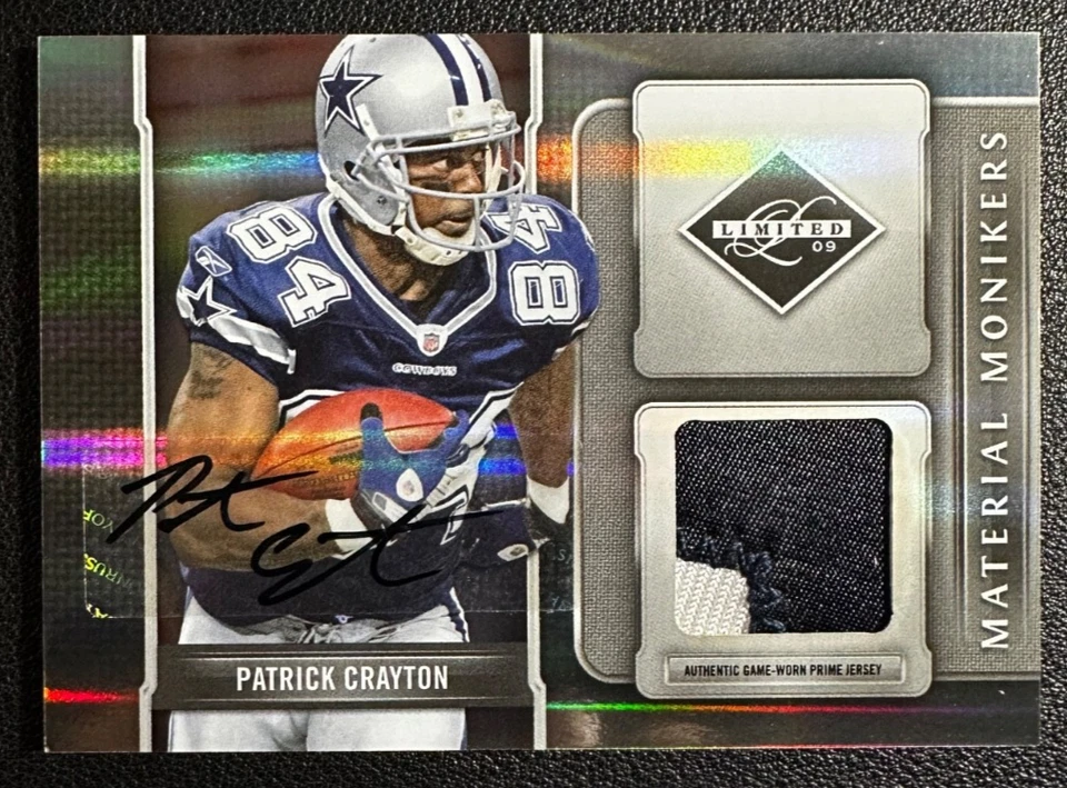 PATRICK CRAYTON 2009 Donruss Limited Monikers Prime Patch Autograph 02/10 - Image 1 of 2