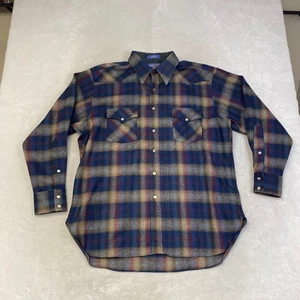Pendleton Camicia Western Lana Plaid Uomo XL Alta Qualità Made USA Pearl Snap - Foto 1 di 7