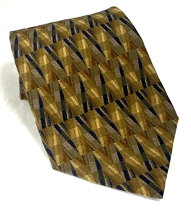 Geoffrey Beene Silk Tie Multi Color Gold Tan Geometric Men Necktie 56 x 3.7/8 - Picture 1 of 9