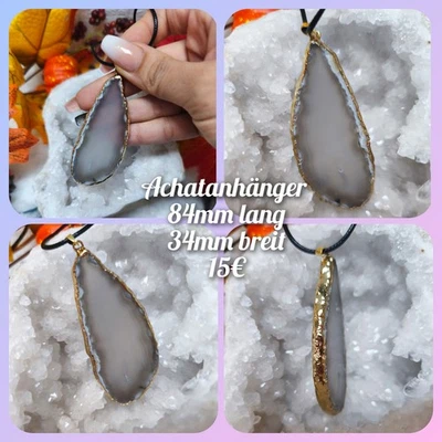 Achatanhänger Halskette Naturstein Unikat Handarbeit Schmuck - Bild 1 von 4