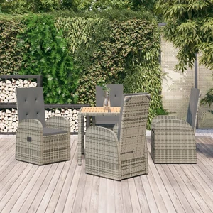 Gartenmöbel Essgruppe Gartengarnitur Sitzgruppe Kissen Grau Poly Rattan vidaXL - Bild 1 von 70