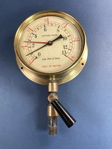 Vintage Messing Höhenmesser Fuß Wasser 6" Durchmesser Massiver Messing Steam Punk - Bild 1 von 7