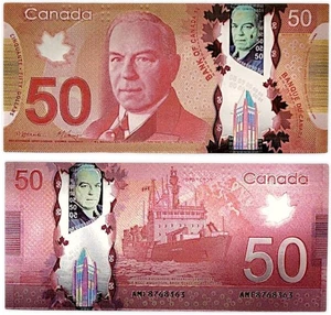 Gold Foil Canadian 50 Dollar PVC Banknote – Collector’s Edition – Commemorative - Picture 1 of 15