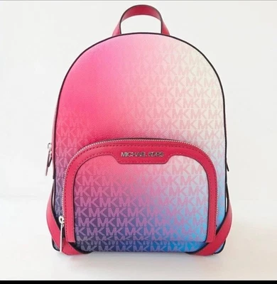 Michael Kors Jaycee Medium Zip Pocket Backpack MK Dark Raspberry Multi Ombre - Image 1 of 4
