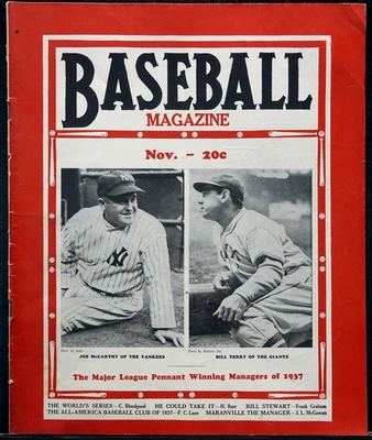 Revista de beisebol de novembro de 1937 - Fotos internas do time New York Yankees, Giants - Imagem 1 de 4