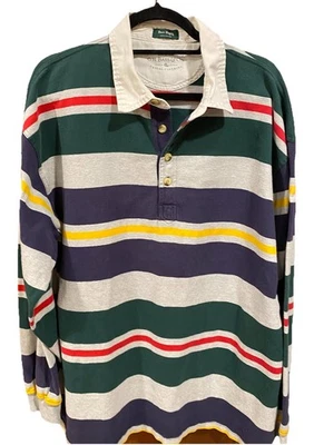 Bass Rugby Mens Polo XL Multicolor Striped Shirt  Vintage Preppy Guys - Image 1 of 4