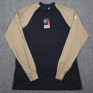 NWT Bulwark FR Henley Shirt Mens Medium Reg Fire Resistant Long Sleeve Workwear - Picture 1 of 9