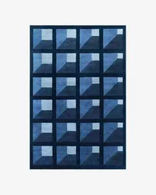 Blue Area Rug Wool Tufted Modern Rug Handmade Home Decor For Living Room - Image 1 of 4