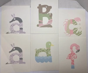 Pottery Barn Kids Animal Alphabet Nursery Wall Letter Prints Baby Incomplete - Picture 1 of 6