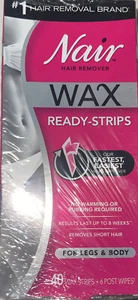 1 Nair Hair Remover Wax Ready-Strips, 40 Wax Strips + 6 Post Wipes Single - Picture 1 of 3