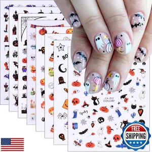 Halloween Nail Stickers for Nail Art 3D Cute Pumpkin Skull Ghost Nail Decals - Picture 1 of 5