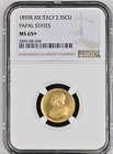 Gem! Italy Papal States (Vatican) 1859 Plus IX 2.5 Scudo NGC 65+ Gold Coin