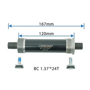 Soporte inferior para bicicleta grasa NECO 1,37" x24T ancho de carcasa 120 mm largo eje 167 mm - Imagen 1 de 3