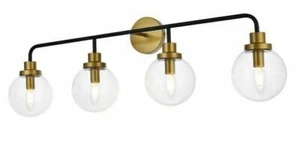 Glass Shades Vanity Wall Sconce Black Brass Bathroom Dining Room Light Fixture - Picture 1 of 9