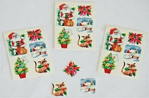 Sellos de Navidad de mediados de siglo (70+) Setenty-Plus goma espalda gatito gato árbol de Santa - Imagen 1 de 5