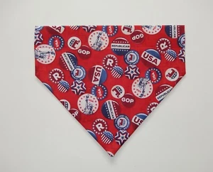 REPUBLICAN PARTY PATRIOTIC PATTERN #1 DOG SCARF/BANDANA--S, M, L - Picture 1 of 3