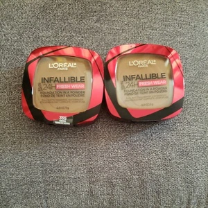 Lot 2 L'Oreal Paris Infallible Fresh Wear Foundation in a Powder Sienna 0.31 Oz - Picture 1 of 3