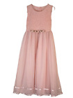 Girls Pink Dress Size 6X Floral Rosette Spin & Twirl Sleeveless Satin Trim Hem