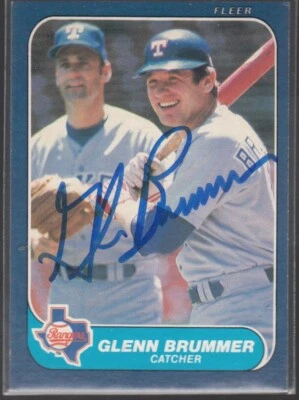 GLENN BRUMMER 1986 Fleer #557 Texas Rangers Auto TTM/IP Signed Autographed - Image 1 of 2