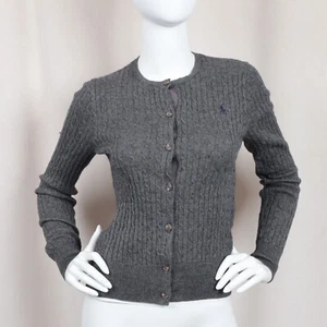 POLO RALPH LAUREN Mini Cable Cotton Cardigan In Dark Grey - Picture 1 of 14