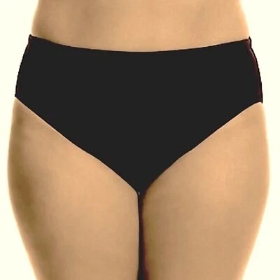 Leilani Smoothing Solids Black Bikini Flat Tummy Plus Size Bottom 16W - Image 1 of 4
