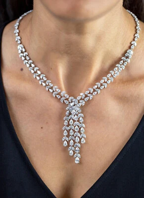 Cluster of Mixed Pear and Marquise Cut Lab-Created 41.65CT Diamonds Necklace - Image 1 of 4