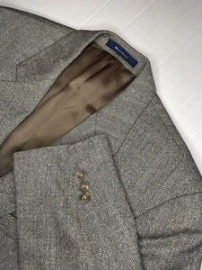 Ralph Ralph Lauren Silk Wool Beige Tweed Blazer Coat Herringbone Sz 42 - Picture 1 of 8